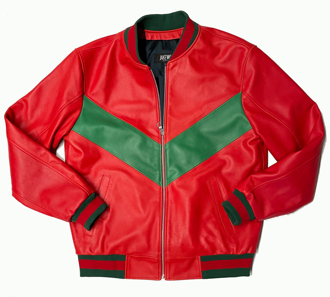 Jakewood Green Butter Soft Baseball Leather Jacket (XL) | HipHopCloset