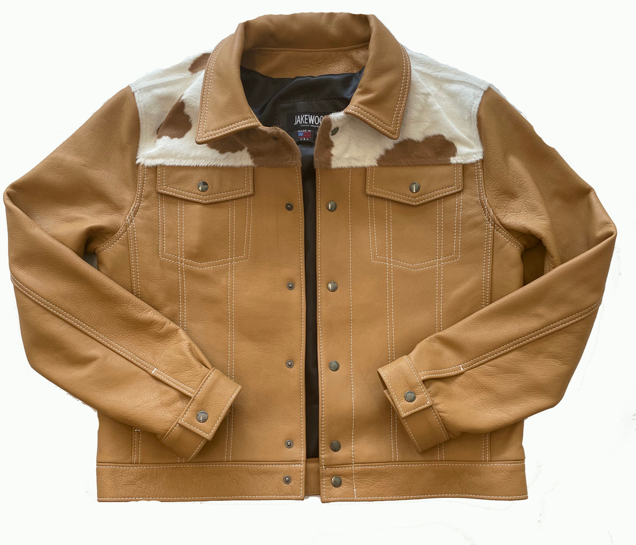 cow print leather jacket