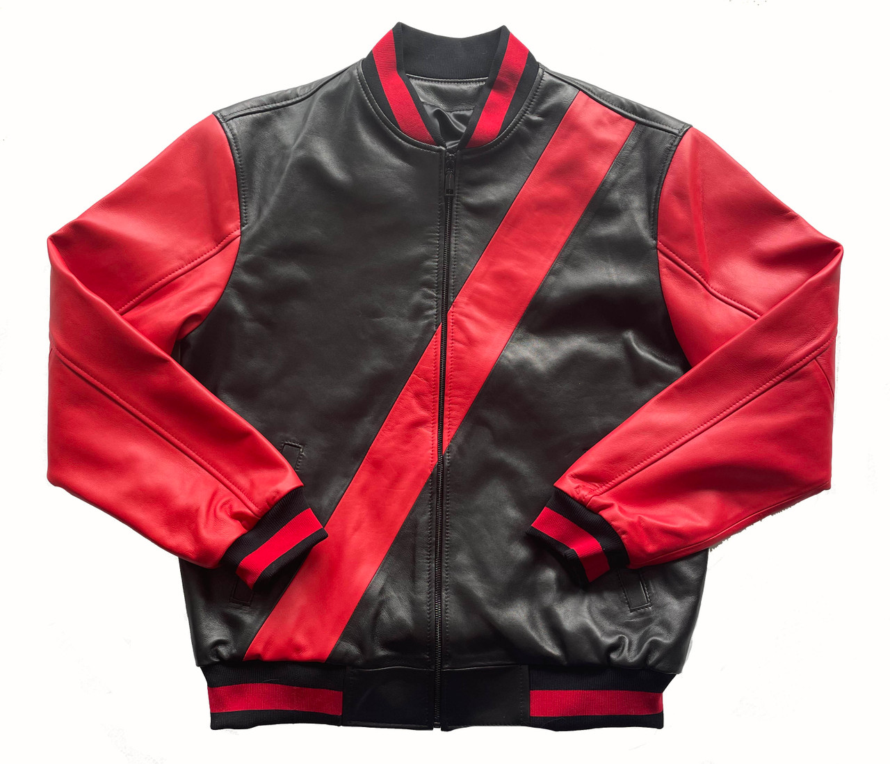 black leather baseball jacket