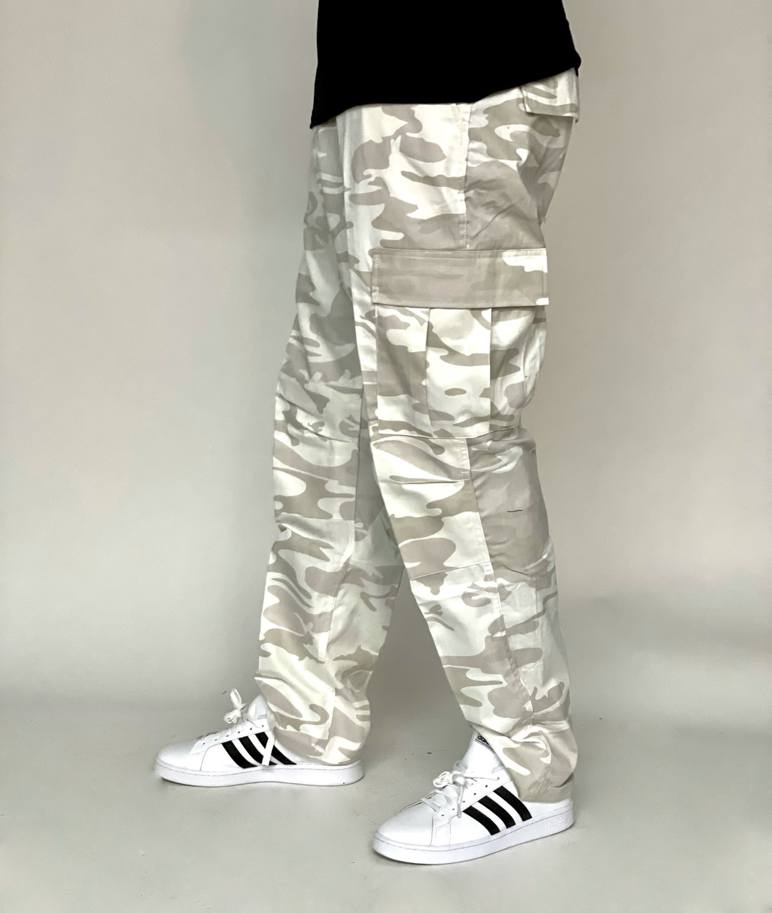 Dickies Mens Camo Cargo Trousers W28 L30 Grey/White Cotton Zip Camouflage  Pants