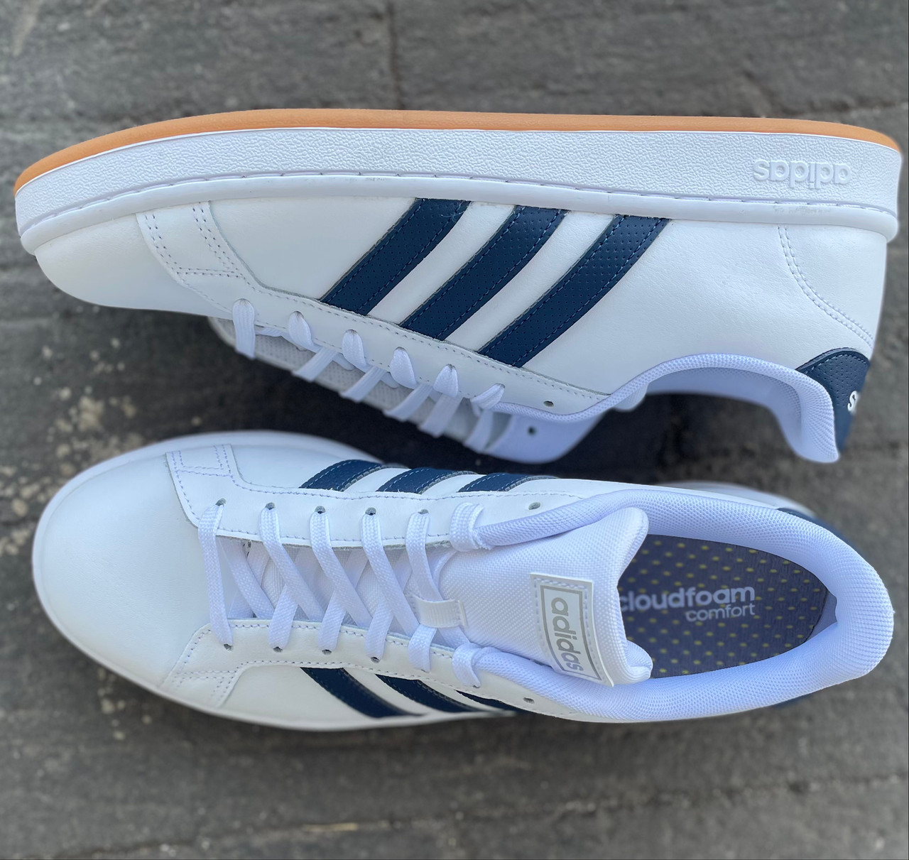 Adidas Grand Court Wavy Stripe Gum Sole Sneakers