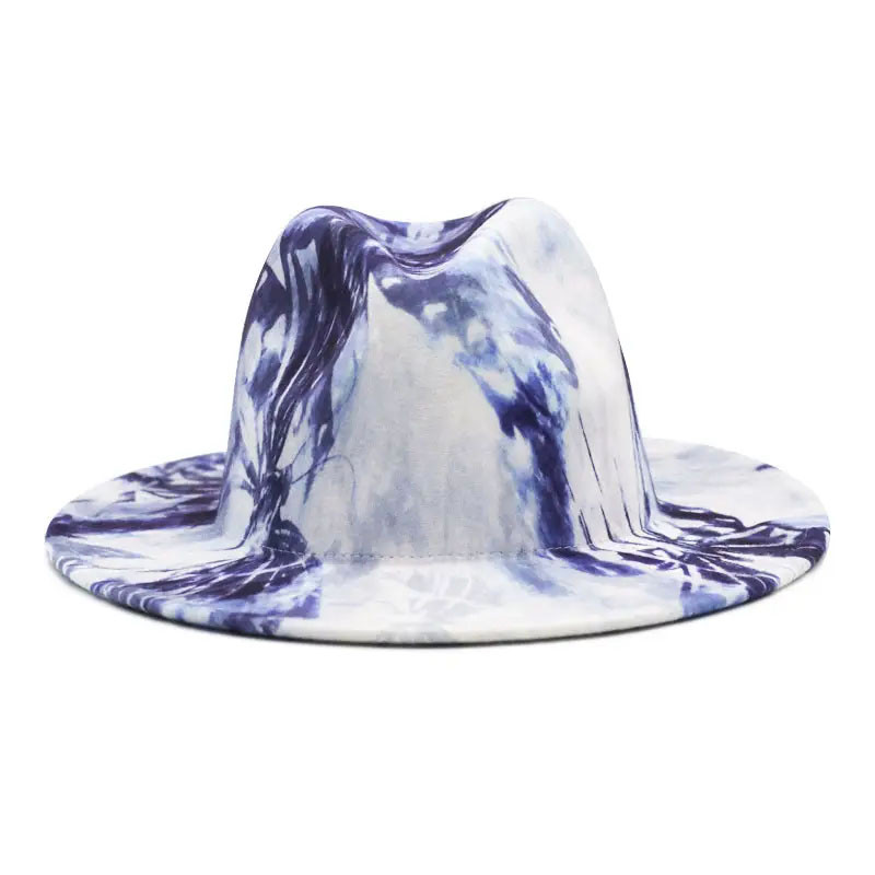 Purple Tie Dye Fashion Wool Fedora Hat