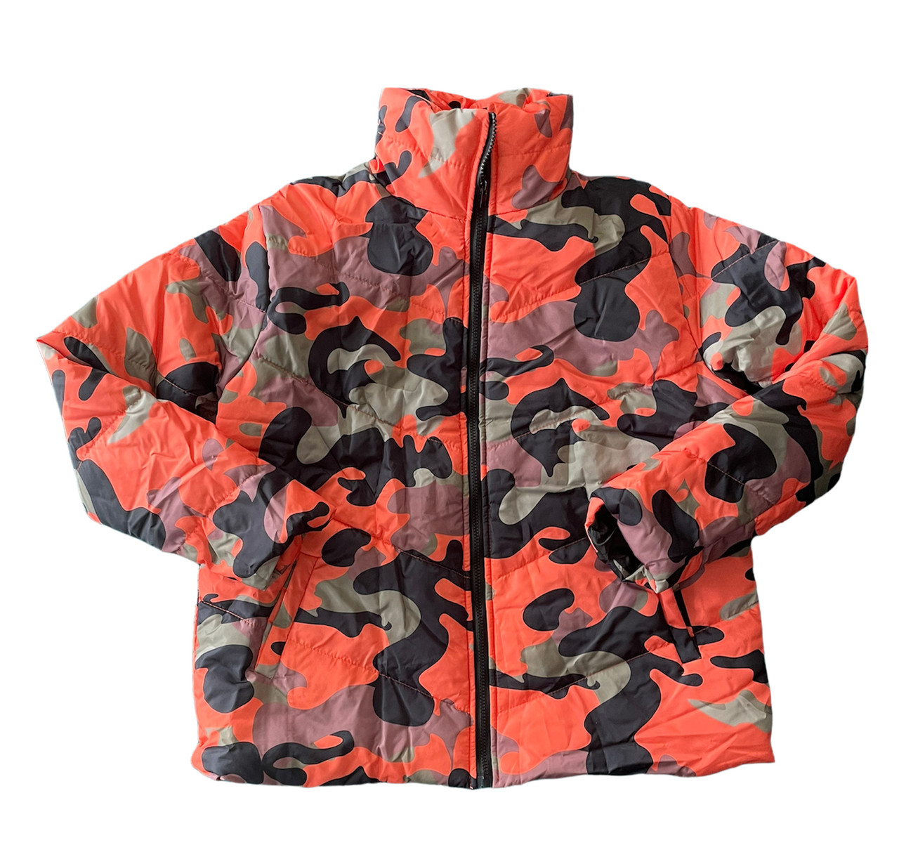 Orange Camo Puffer Jacket 