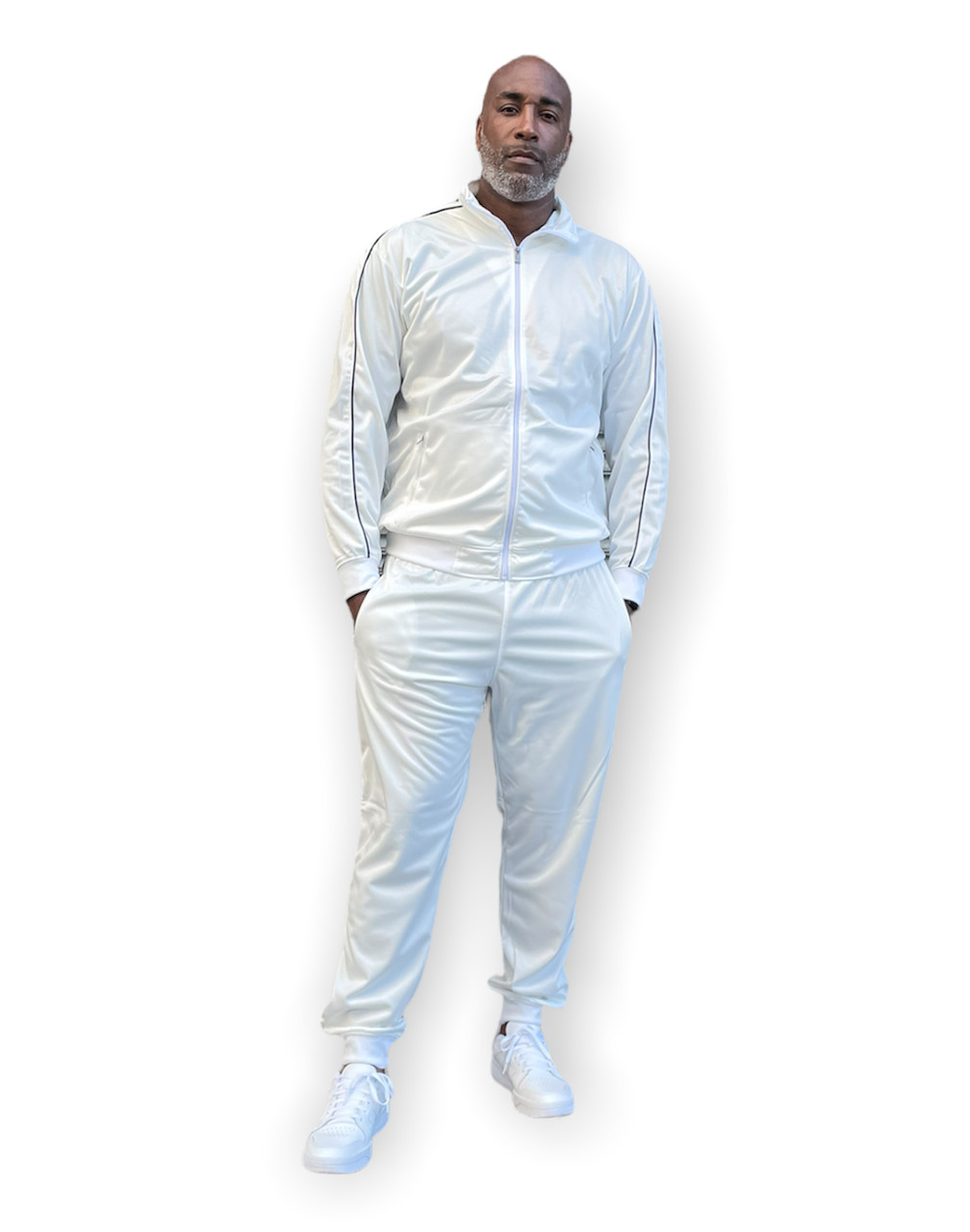 Mens White Out Nylon Tracksuit | HipHopCloset.com