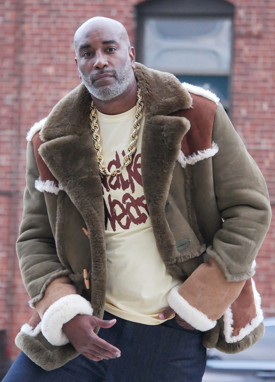 Jakewood Tan Old School 3/4 Sheepskin Jacket W Hood (4XL) | HipHopCloset