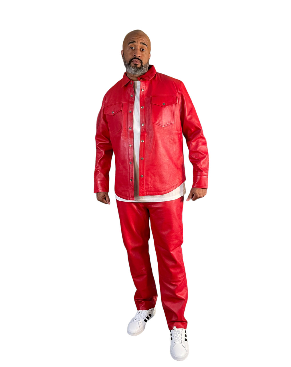 Mens Red Leather Pants Set | HipHopCloset.com