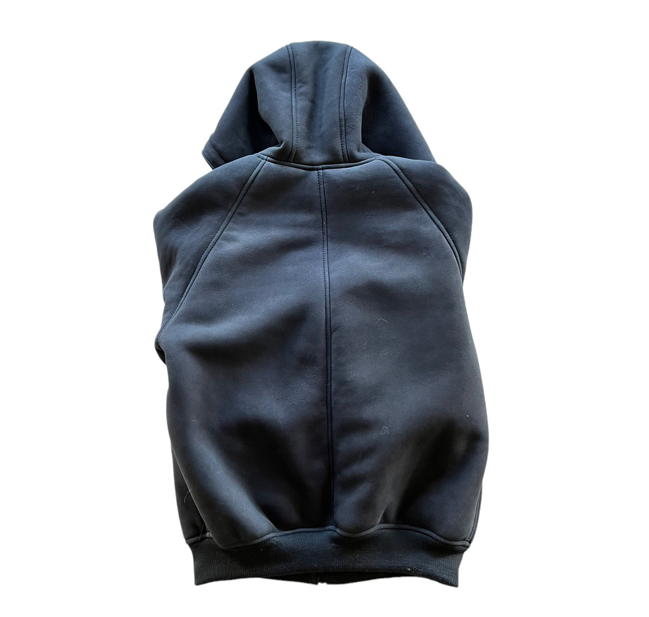 Navy Sheepskin Zip Up Hoodie | HipHopCloset.com
