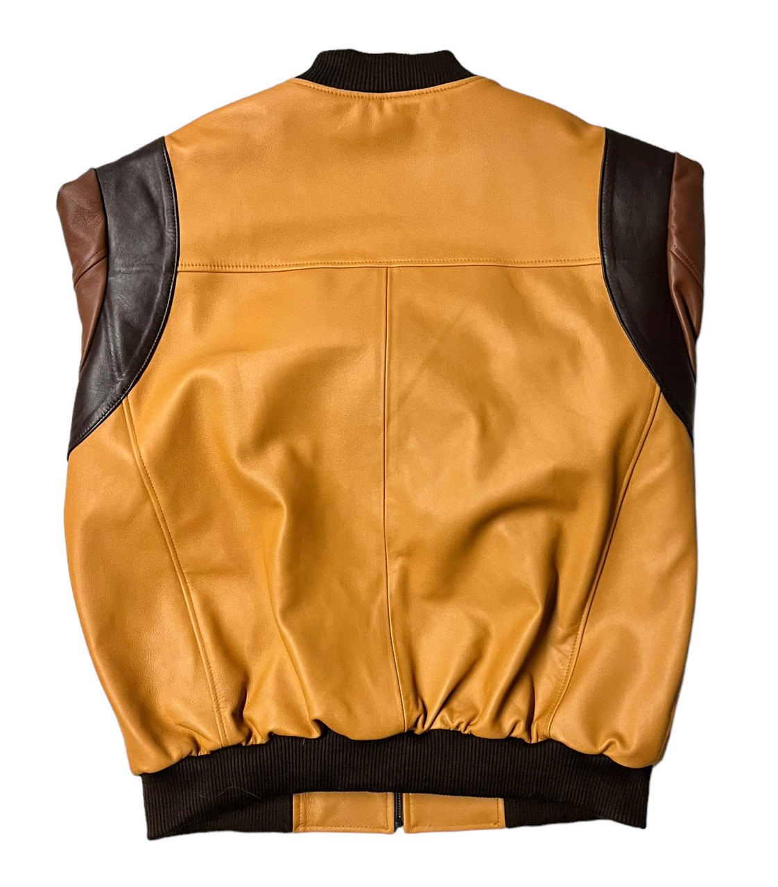 Black & Gold Butter Soft Baseball Leather Jacket (M) | HipHopCloset