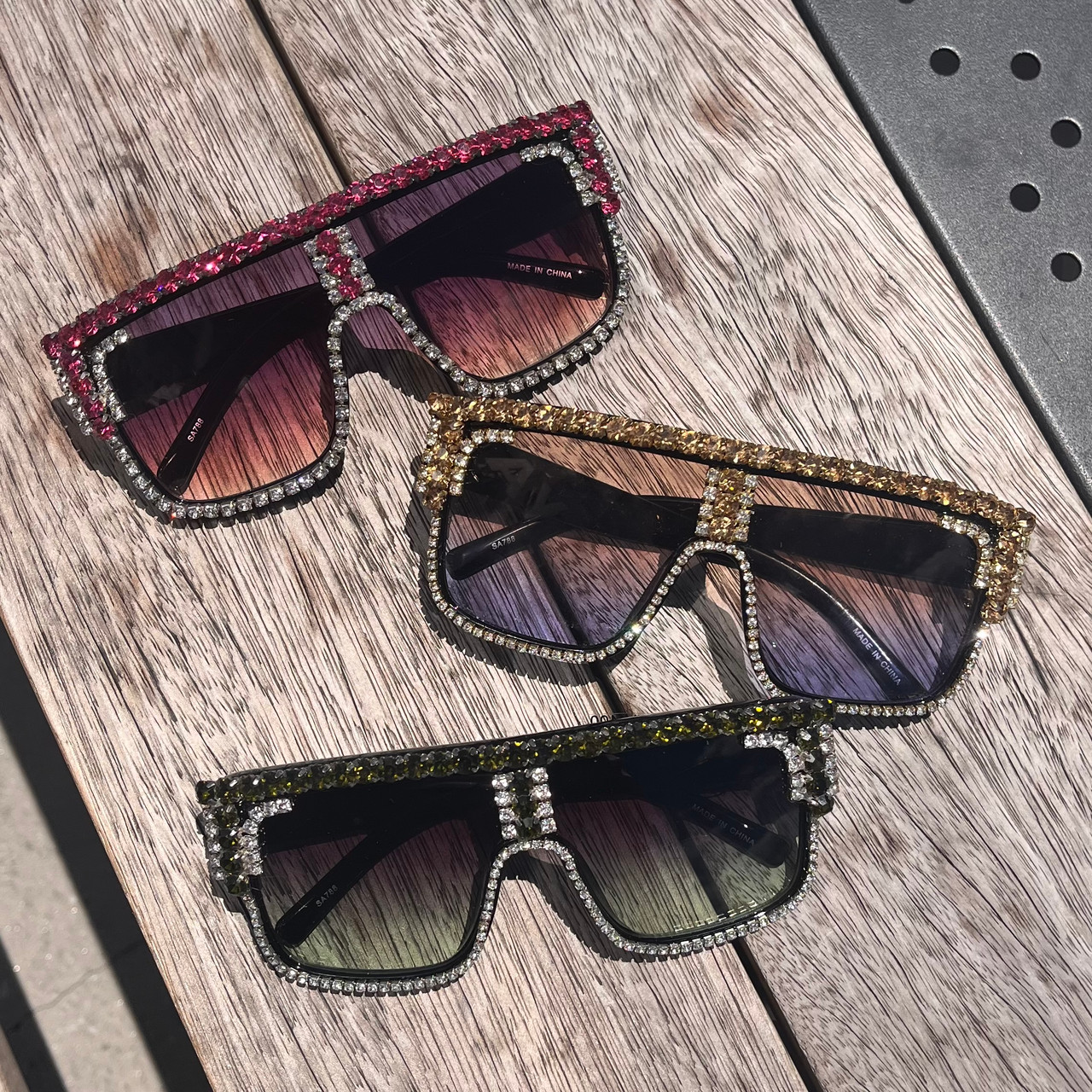 Bejeweled Shield Sunglasses | HipHopCloset.com