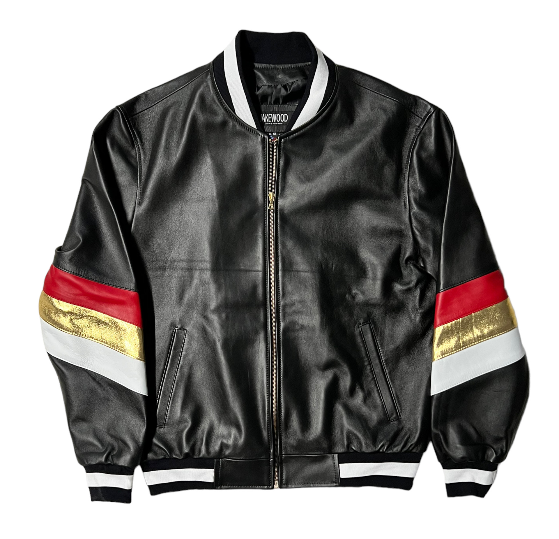 Striped Arm Lightweight Leather Jacket | HipHopCloset.com