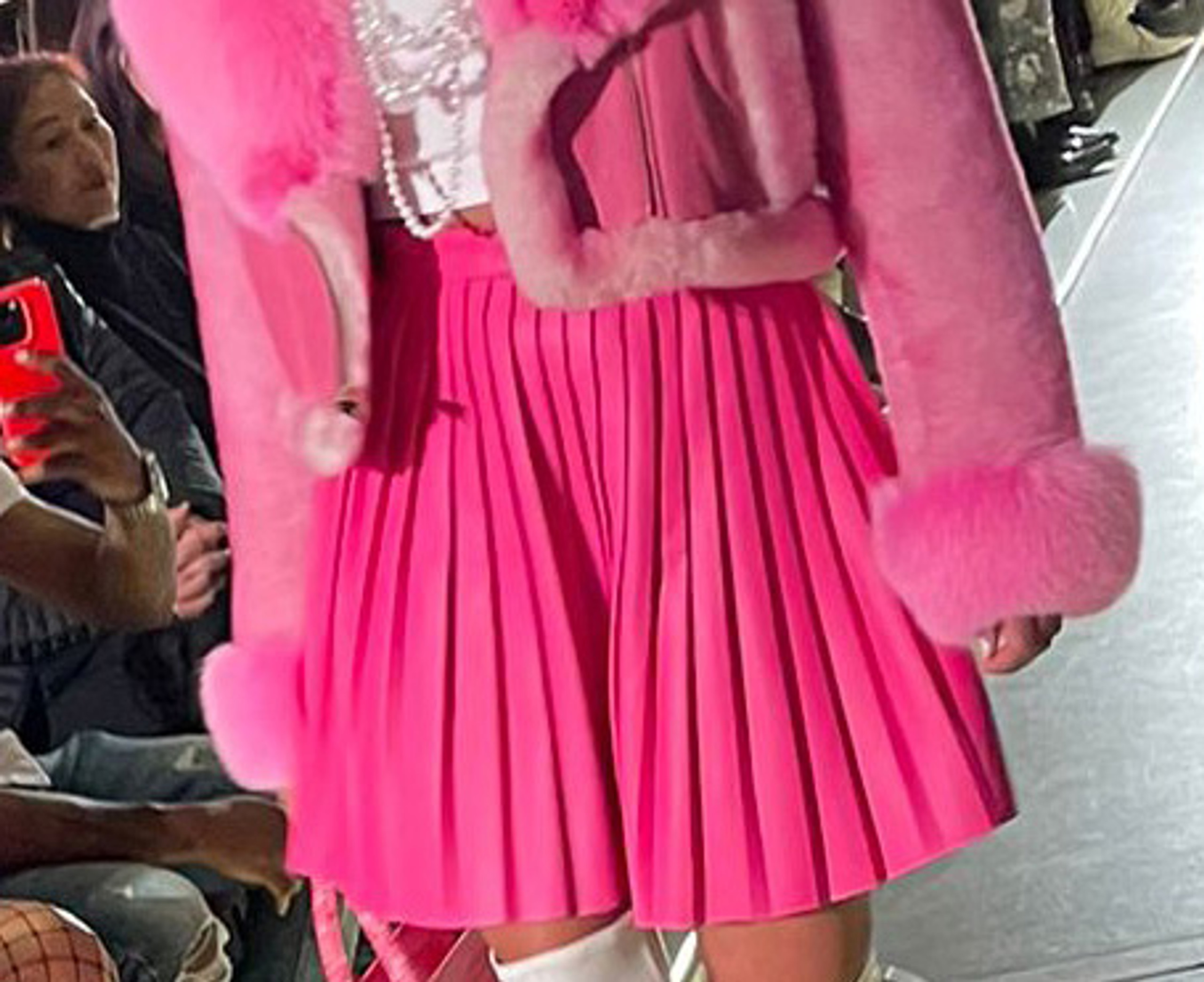 Pink Sheep Pink Leather Pleated Skirt | HipHopCloset.com