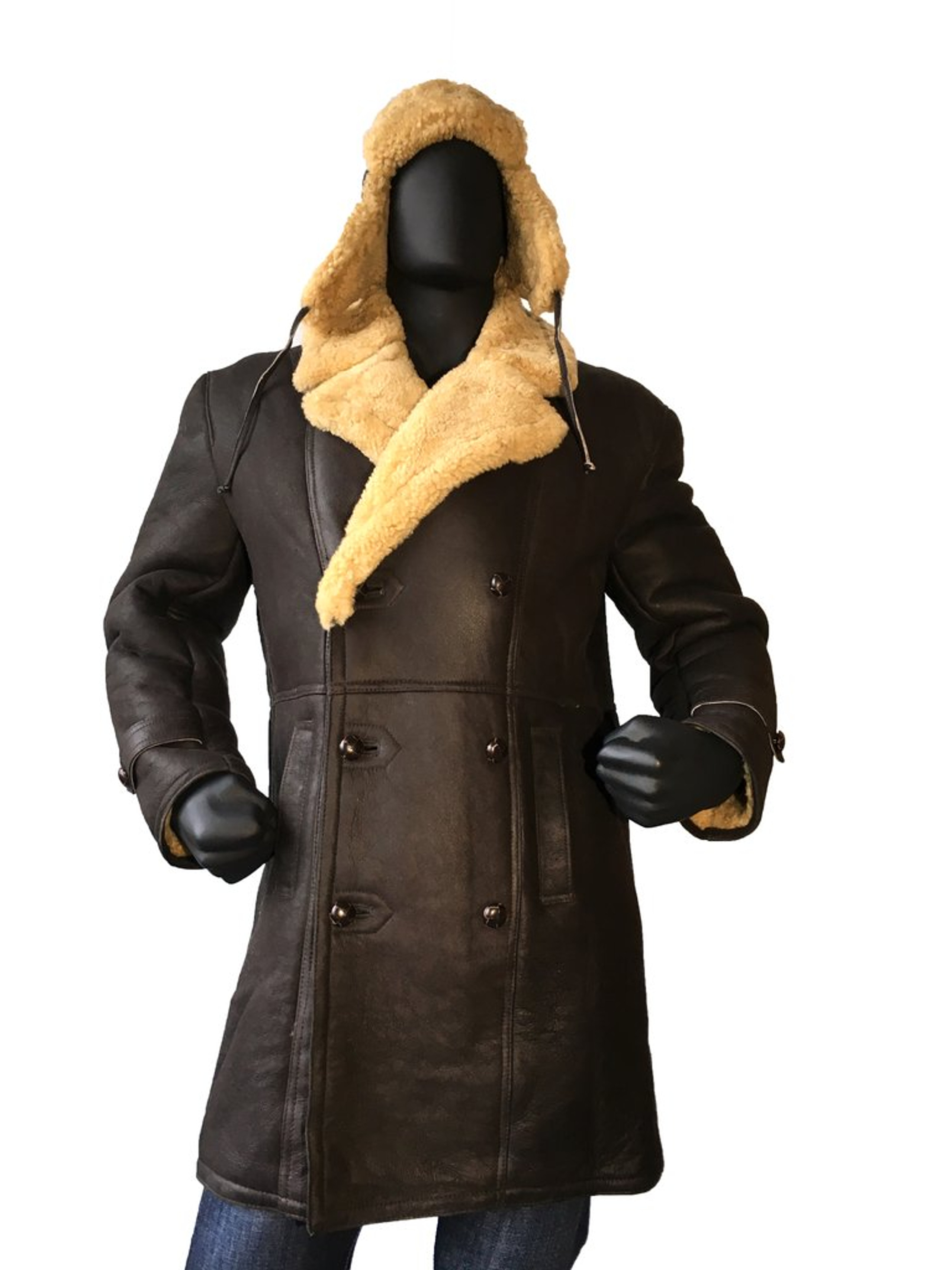 Superfly Trench Coat Sheepskin Shearling Jacket