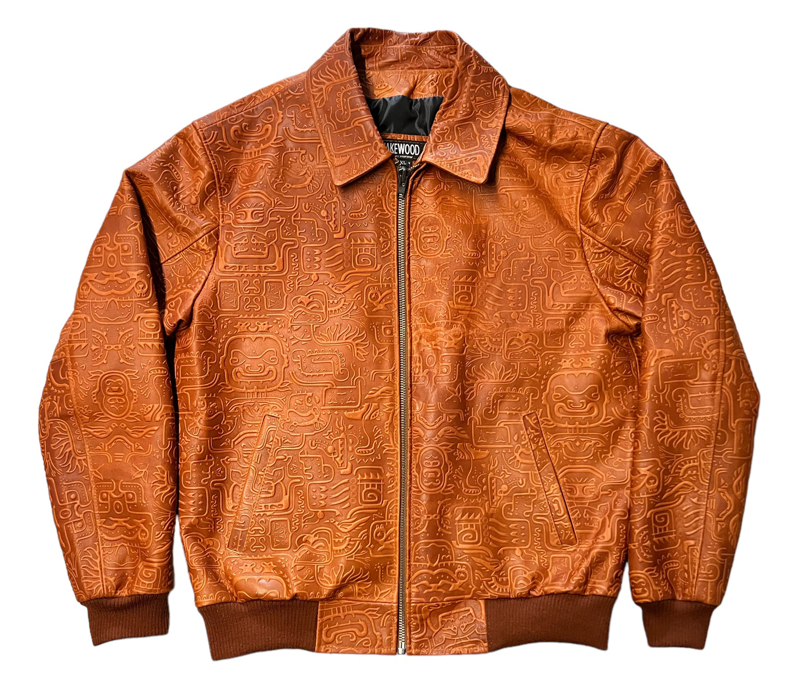Genuine Leather Tan Totem Embossed Jacket