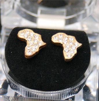 Icy Gold Tone Africa Earrings