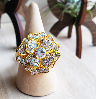 Gold Plated Flower Power CZ Ring