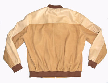 Tan Leather and Suede Baseball Jacket Tan Leather and Suede Baseball Jacket