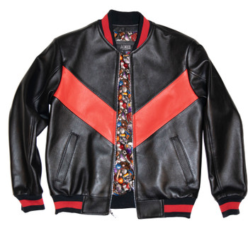 Black and Red V Leather Jacket 