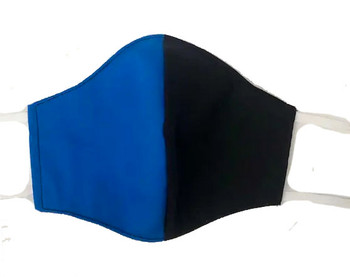 Black and Blue Two Tone Face Mask with filter pocket