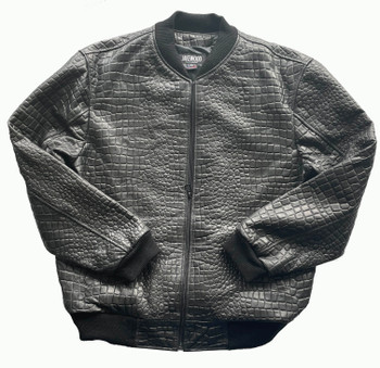 Black Croc Embossed Baseball Jacket