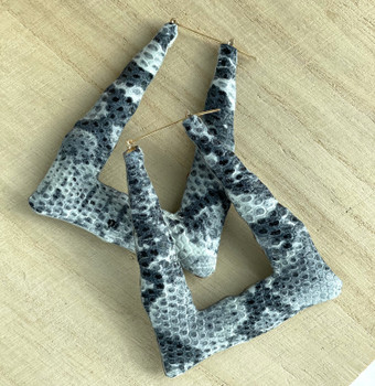 Seville Michelle Snake Print Triangle Doorknocker Earrings 