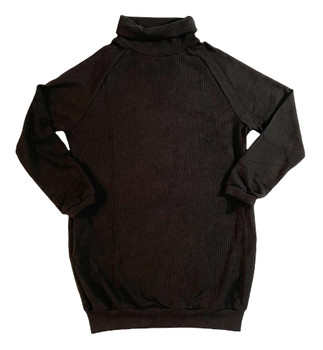 Black Turtleneck Ribbed Sweater Dress