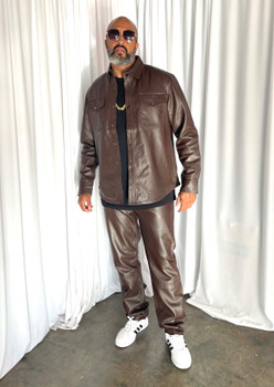 Brown Mens Leather Shirt and Jacket 