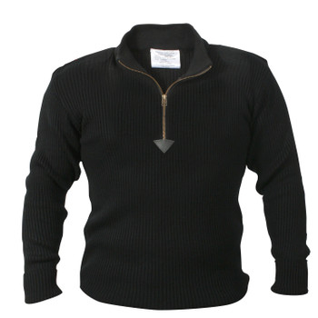 Black Ribbed Rothco Zip Commando Sweater