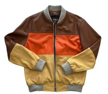 Tan Orange and Brown Butter Soft Leather Jacket 