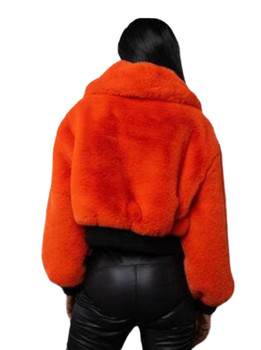 Faux Fur Bright Orange Bomber Jacket 