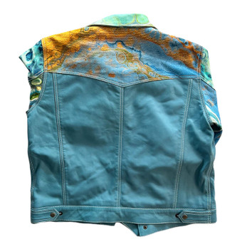 Blue Leather Trucker Jacket 