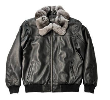 Leather Jacket with chinchilla collar