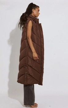 Long Line Puffer Vest with Hood