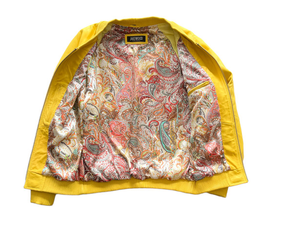 Yellow Butter Soft Baseball Leather Jacket