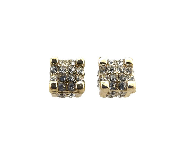 All Around Clout Gold Iced Out Stud Earrings 