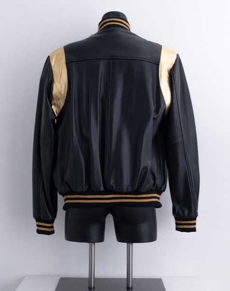 Leather jacket for men in black and gold 
