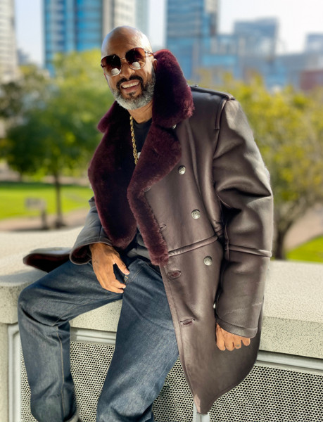 Burgundy Double Breasted Sheepskin Pea Coat | hiphopcloset.com