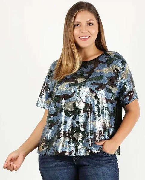 camo sequin top