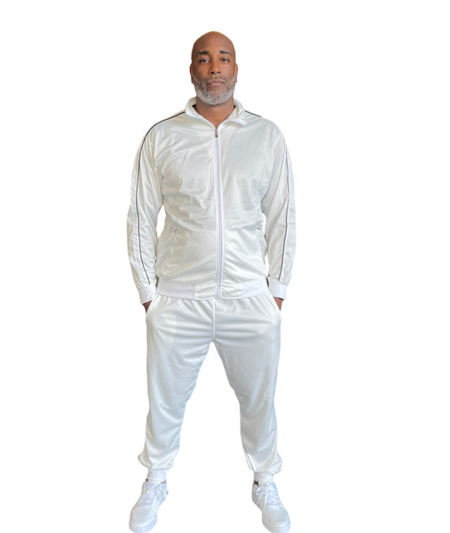 Mens White Out Nylon Tracksuit