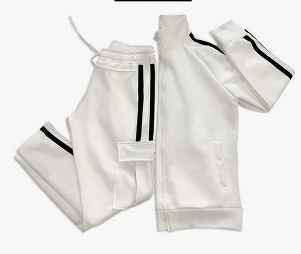 White and Black Striped Track suit