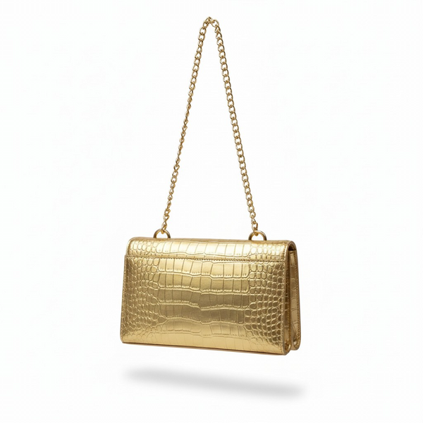 Gold Croc Print Purse