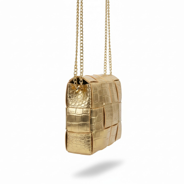 Gold Croc Print Purse