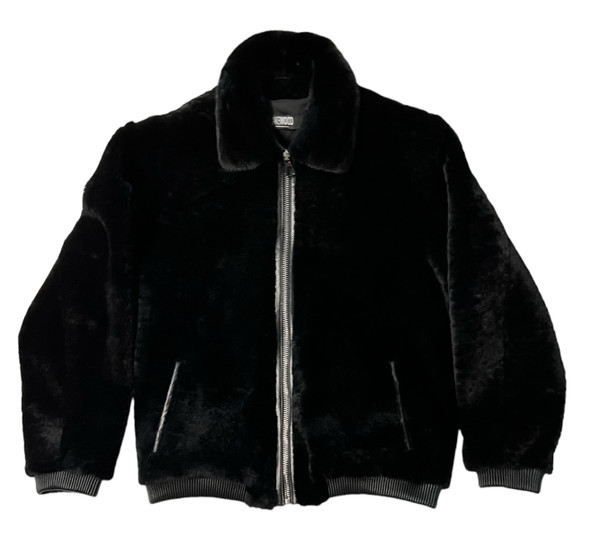 ジャケット・アウター y2k real mouton fur flight jacket Black Mouton Fur Jacket | HipHopCloset.com