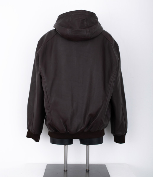 Back View of a Brown Butter Soft Hooded Leather Jacket 