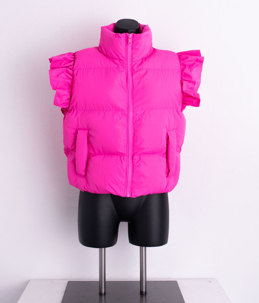 Hot Pink Ruffle Sleeve Vest for women