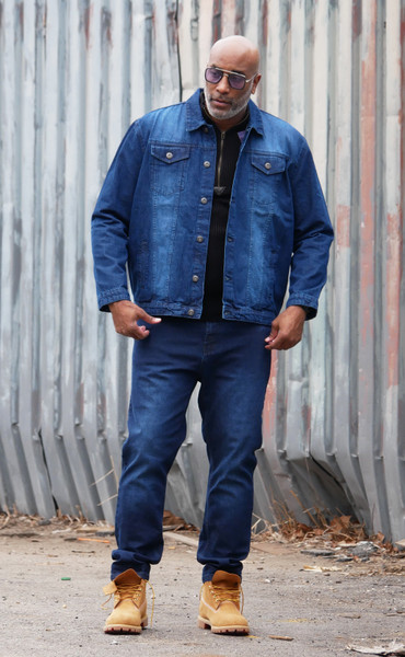 Navy Denim 2 piece Jeans Set Mens Outfit