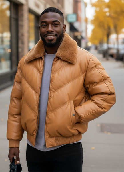 Leather Bomber V Bomber Coat Tan V Bomber Leather Jacket