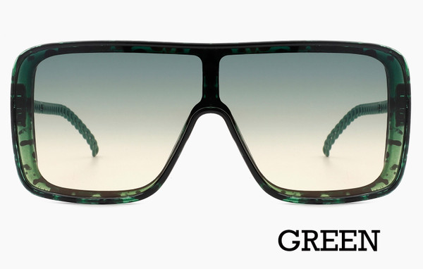 Square Fashion Flat Top Oversize Sunglasses - Green