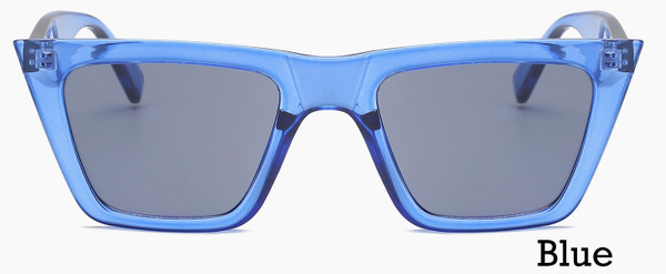 Square Retro Women Cat Eye Fashion Sunglasses - powder blue