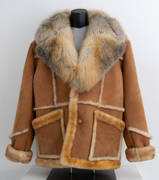 Vintage Marlboro Man Sheepskin Coat with Real Fox Fur Collar made in NYC 