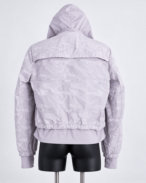 back view of Skyfall Aviator Camo Jacket Blanc Noir for women
